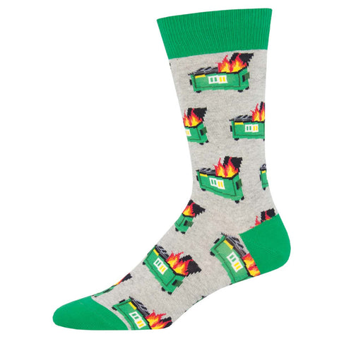 Dumpster Fire (Grey) Crew Socks XL/King Size