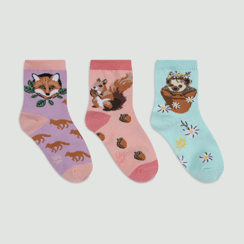 My Dear Hedgehog...And Squirrel...And Fox  Kids' (Age 7-10) Crew Socks 3-Pack