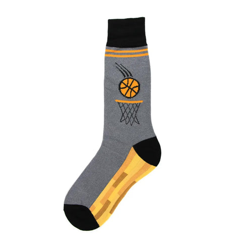 Basketball (Grey) Crew Socks L/XL