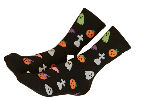 Halloween Emoticons (Black) Women's Crew Sock