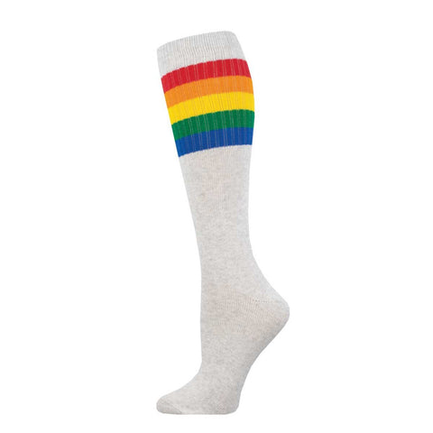 Athletic High Roller Stripe (Gray/Rainbow) Unisex Knee Highs S/MD