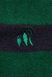 Racing Green/Navy Striped Bamboo  King Size Crew Socks