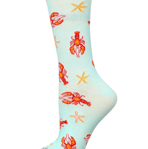 Maine Lobster (Aqua) Bamboo Crew Socks S/M