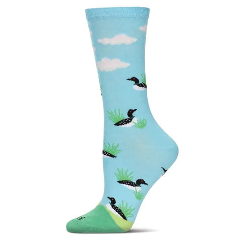Maine Loons (Blue Topaz) Bamboo Crew Socks S/M