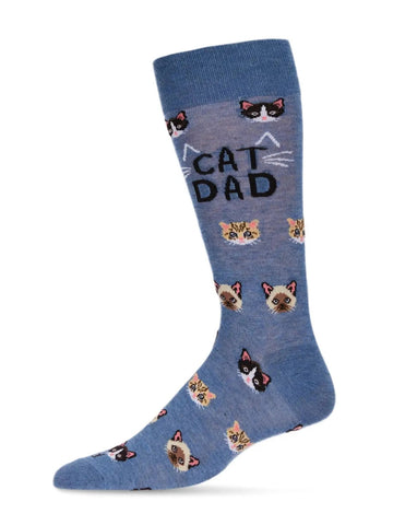 Cat Dad (Denim) Men's Bamboo Crew Socks