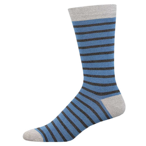 Sailor Stripe (Blue/Grey) Bamboo Men's Crew Socks