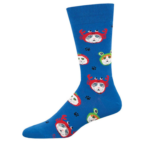 Cats In Hats (Blue) Crew Socks L/XL