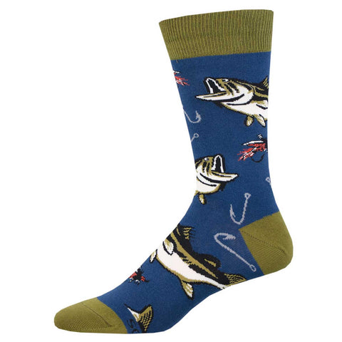 All About The Bass, Fishing (Navy) Men's Crew Socks