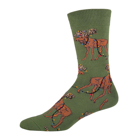 Merry Moose-mas!  (Green) Men's Crew Socks