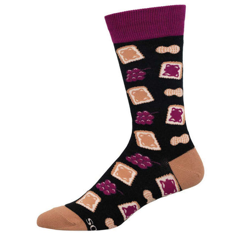 Peanut Butter Jelly Time (Black) Crew Socks L/XL