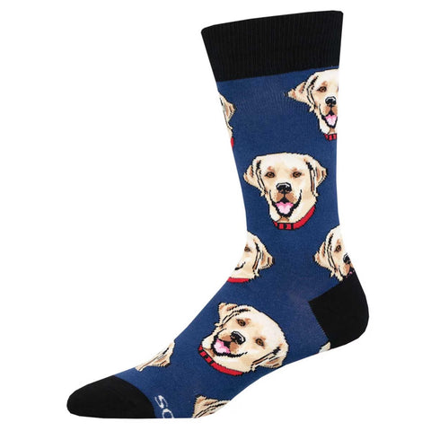 Yellow Labrador (Blue) Crew Socks L/XL