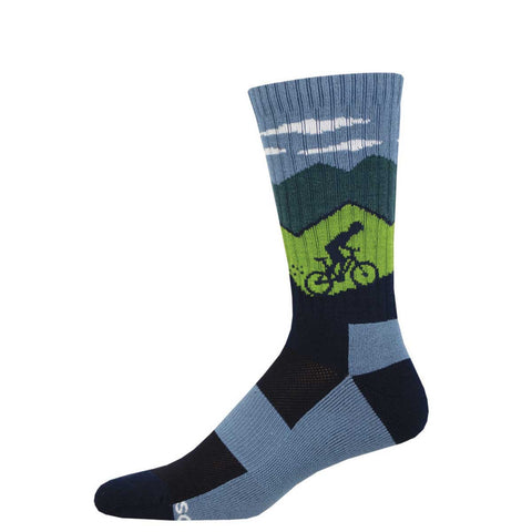 Ride, On, Ride On, Ride On, Cyclist (Blue) Merino Wool Unisex L/XL Crew Sock