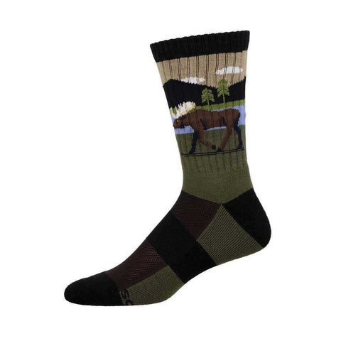 Moosehead Lake (Green) Merino Wool Unisex XL/KING Crew Sock