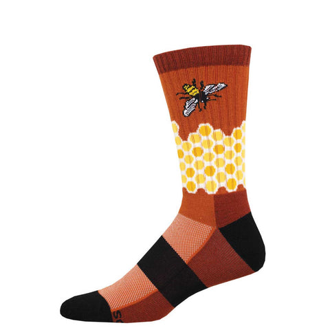 Home, Sweet Honeycomb (Rust) Merino Wool Unisex L/XL Crew Sock