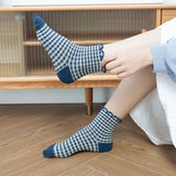 Lettuce Edge Plaid/Gingham (Navy) Ankle Socks S/M