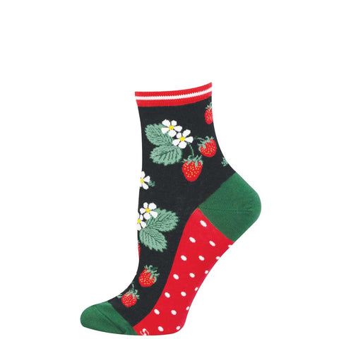 Strawberry Threads (Black) Mini Crew Sock S/M
