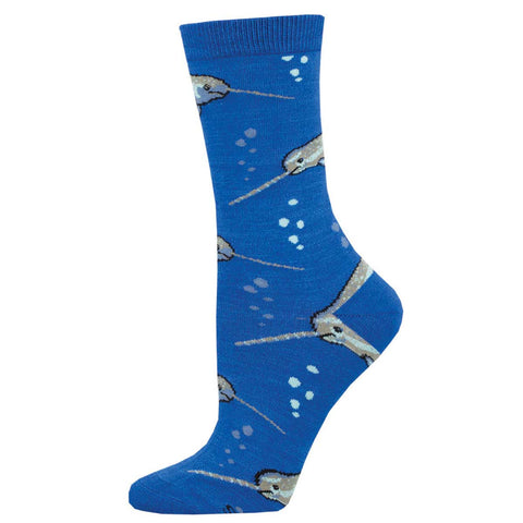 Hecka Gnarly, Narwhals (Blue) Women's Bamboo Crew