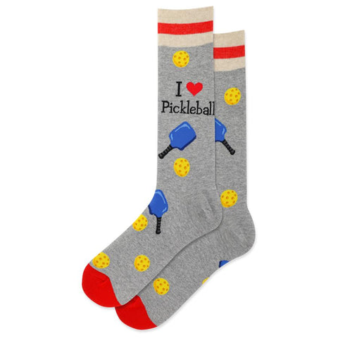 I ❤️ Pickleball (Grey) Men's Crew Socks