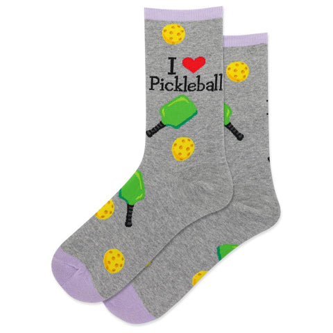 I ❤️ Pickleball (Grey Heather) Women's Crew Socks