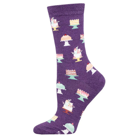 Piece Of Cake (Purple Heather) Bamboo Crew Socks S/M