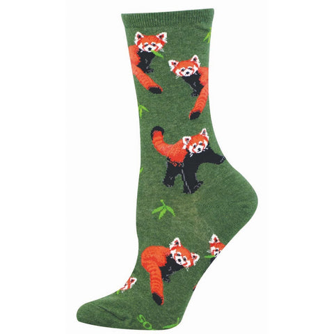 Red Pandamonium (Green) Crew Sock S/M