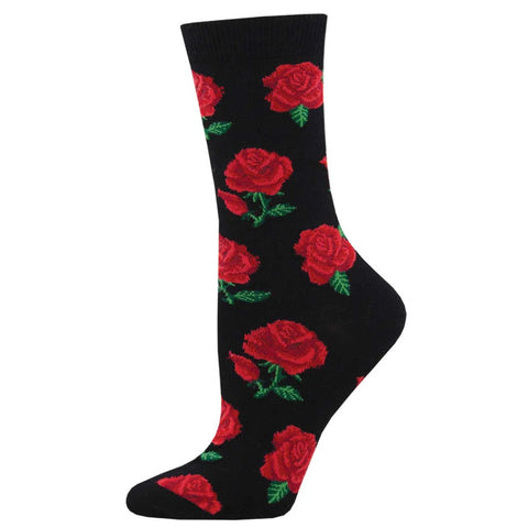 Rosy Toes (Black) Bamboo Crew Socks S/M