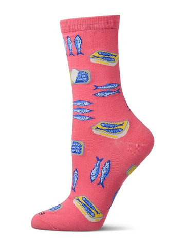 Maine Sardines (Pink Lemonade) Bamboo Crew Socks S/M