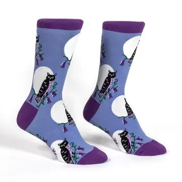What A Hoot, Glow In The Dark Owl Crew Socks S/M