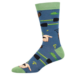 Green Thumb (Blue) Bamboo Crew Socks L/XL