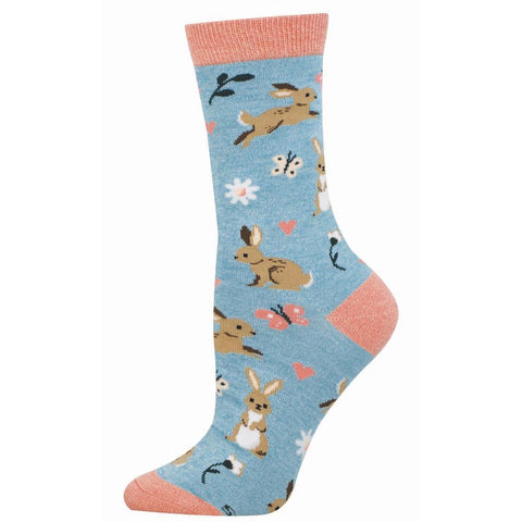 Love Me Some Bunny (Blue Heather) Bamboo Crew Socks S/M