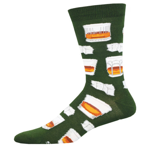 Whiskey Business (Green) Bamboo Crew Socks L/XL