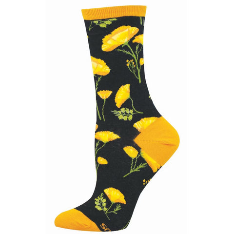 California Poppy (Black) Crew Sock S/M