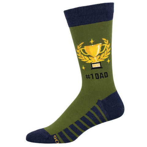 #1 Dad Crew Socks Green L/XL