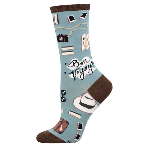 Bon Voyage (Steel Blue) Crew Socks S/M