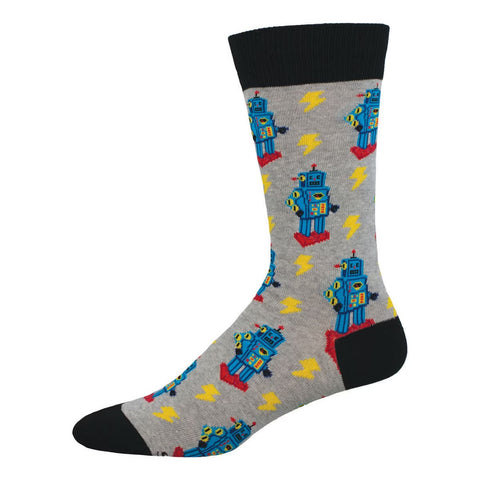 Charge Of The Robots (Light Gray Heather) Crew Socks L/XL