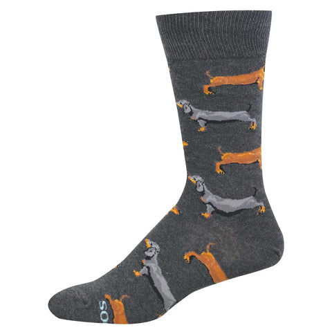 Dachshunds (Charcoal Heather) Crew Socks L/XL