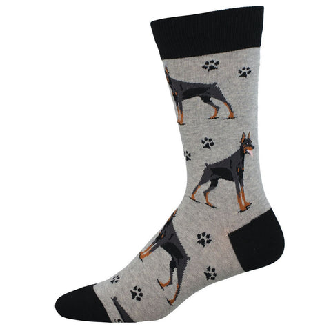 Bold And Loyal, Dobermans (Light Gray Heather) Crew Socks L/XL