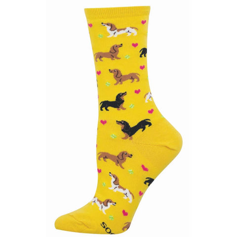 Doxie Love (Yellow) Crew Socks S/M