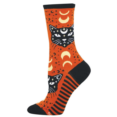 Mystic Cats (Burnt Orange) Crew Socks S/M