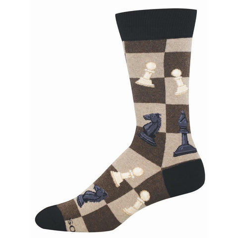 Reality Check, Chess (Light Brown Heather) Crew Socks L/XL