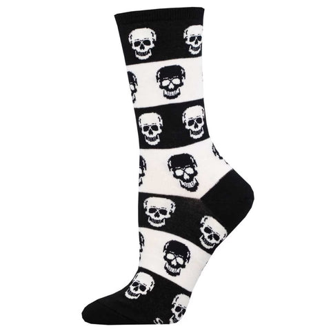 Skulls + Stripes  (Black/White) Crew Socks S/M