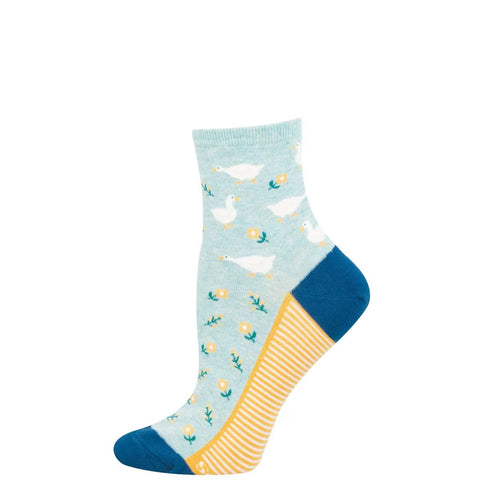 Goose In The Garden (Blue) Mini Crew Sock S/M