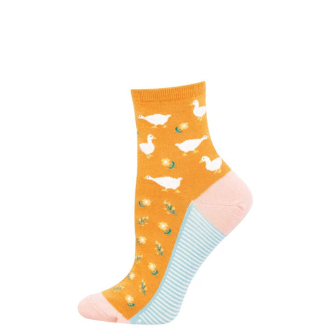 Goose In The Garden (Orange) Mini Crew Sock S/M