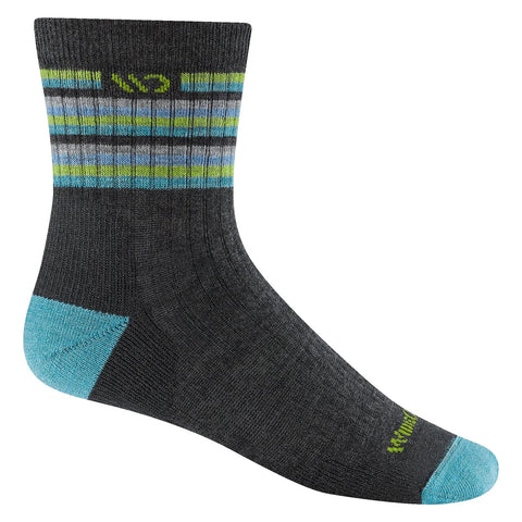 Wide Open®  Women's Multi Stripe Cushioned Micro Crew Socks  (Charcoal) Socks 9502