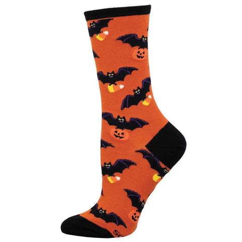 Going Batty For Candy (Orange) Crew Socks S/M