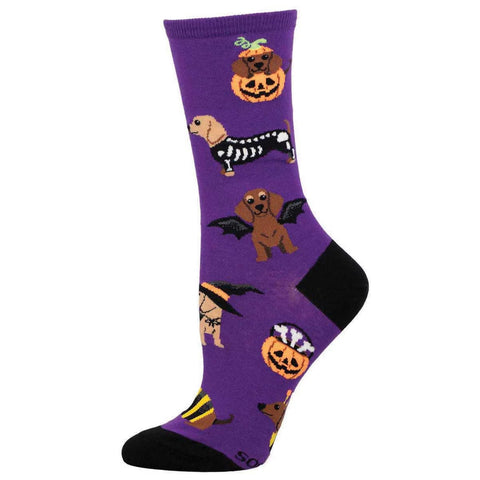 Happy Halloweiner (Purple) Crew Socks S/M