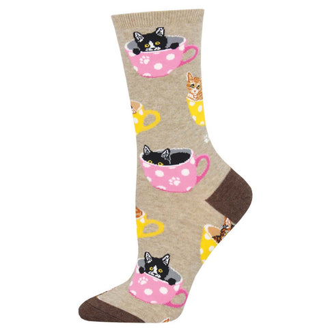 Cat-Feinated, Kitty (Heather Hemp) Crew Socks S/M