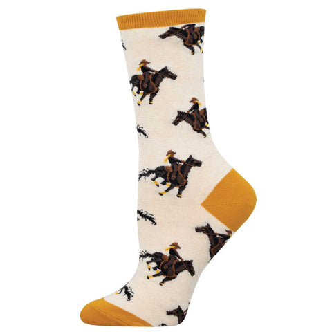 Giddy Up! Horses (Ivory) Crew Sock S/M