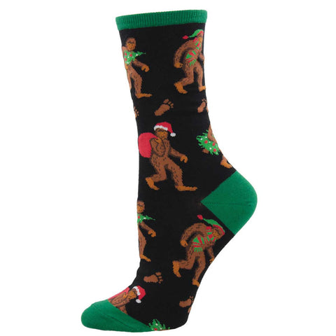 Bigfoot Christmas (Black) Women's Crew Socks