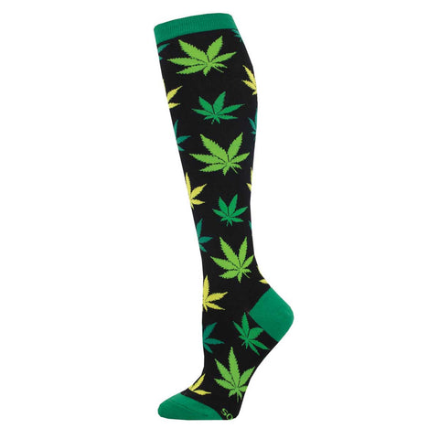 Herb Garden-Weed (Black) Women's Knee Highs
